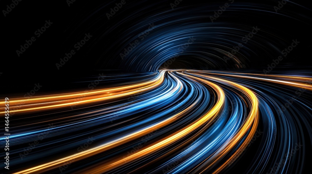 Poster a tunnel filled with light streaks creating a fascinating visual of movement and energy in darkness