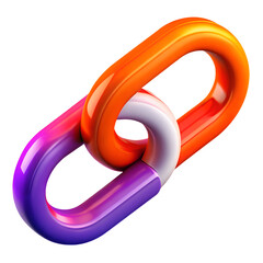 Abstract illustration of a vibrant gradient colored 3d rendering icon of linked chains symbol representing connection