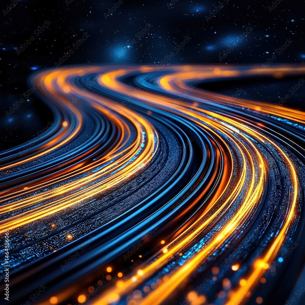 Poster dramatic perspective of a well-lit tunnel with colorful lights creating an enchanting atmosphere