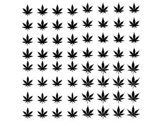 Set of Dark Green black Cannabis Leaves Icons marijuana, cannabis, marijuana, leaf, leaves, green, dark green, black, silhouette, icon, icons, set, graphic, design, Black Silhouette Cannabis Leaves.