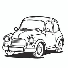 Cute cartoon car coloring page illustration for kids