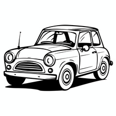 Cute cartoon car coloring page illustration for kids