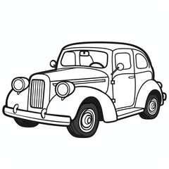 Cute cartoon car coloring page illustration for kids