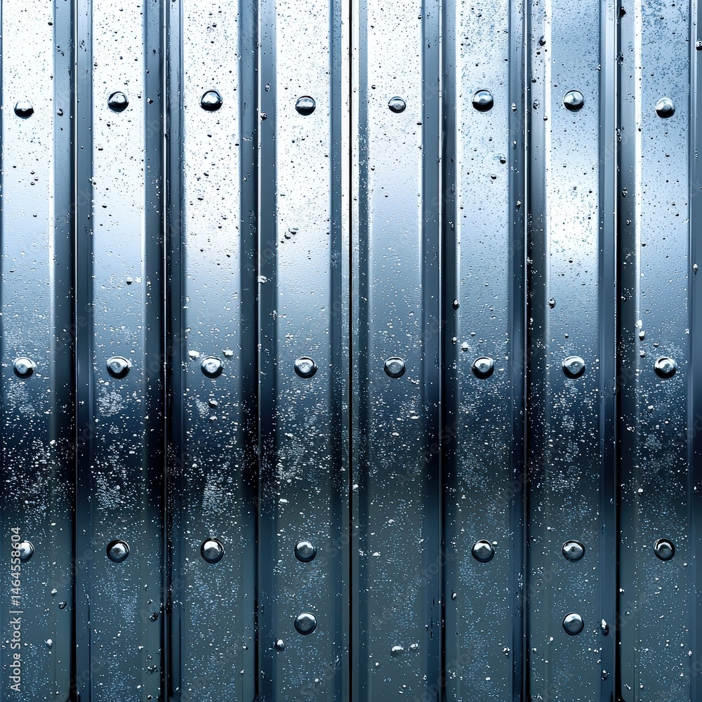 Poster close-up view of raindrops on a window pane creating beautiful patterns and reflections