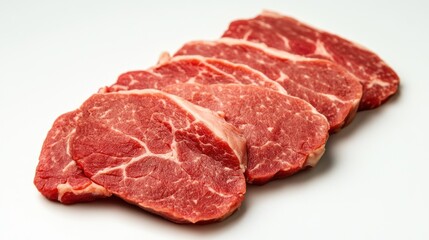 Close-up of Raw Beef Steaks Ready for Grilling