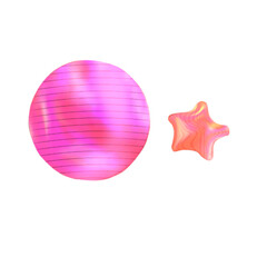 y2k abstract shapes 3d cute. Hand drawn illustration