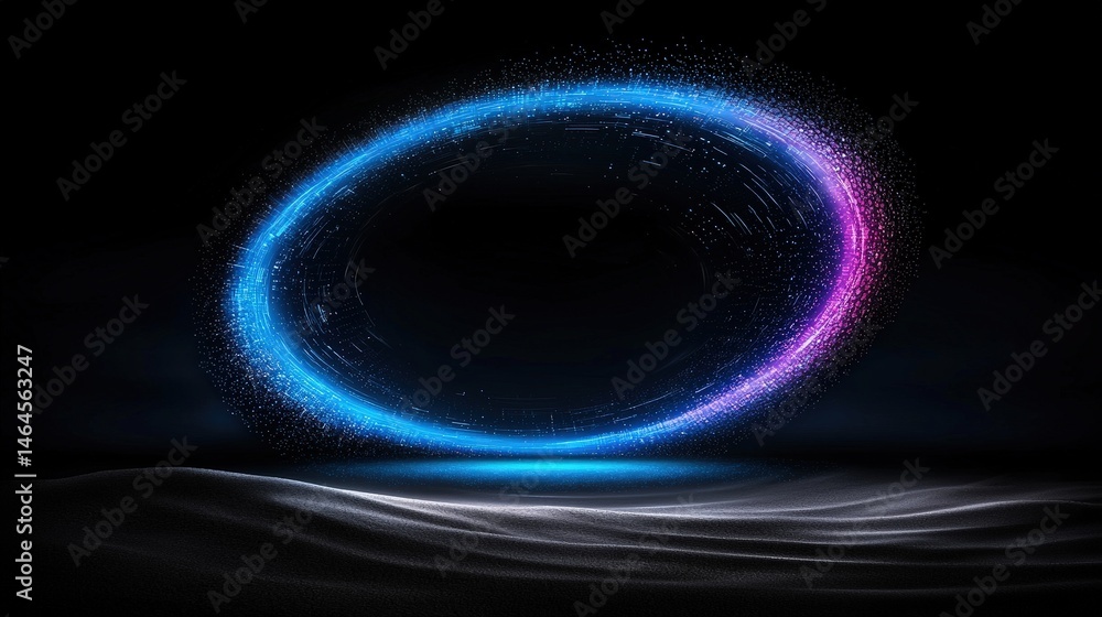 Poster circular shape emitting a soft light that creates a captivating and ethereal atmosphere