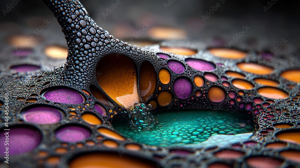 Poster abstract fluid dynamics display with vibrant colors and intricate patterns