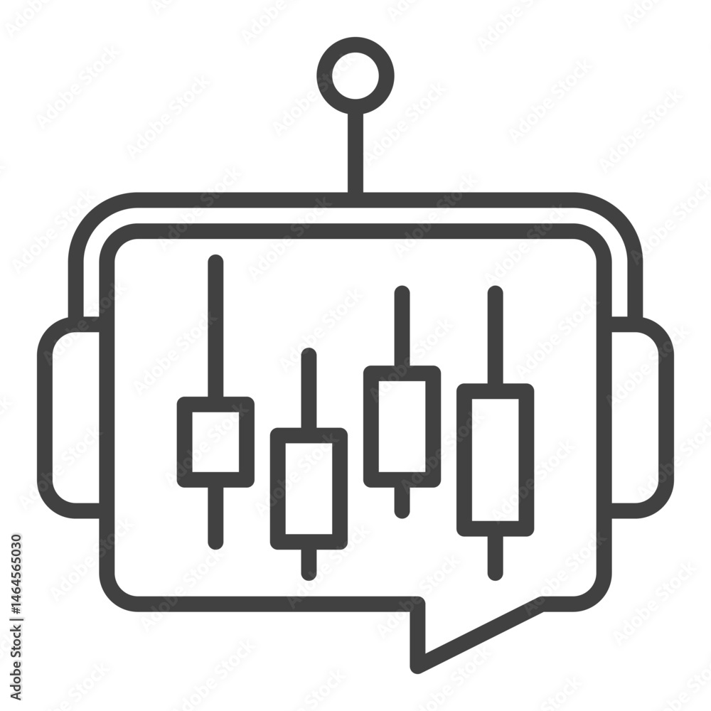 Poster ai trading bot with candlestick chart vector thin line icon or symbol