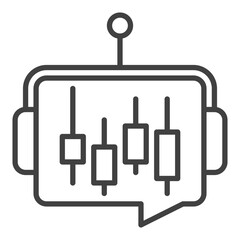 AI Trading Bot with Candlestick Chart vector thin line icon or symbol