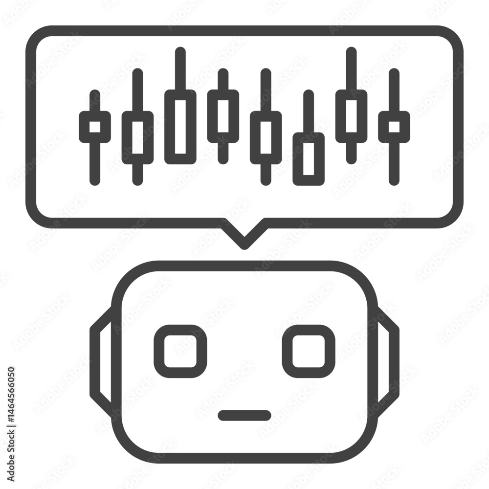 Poster ai crypto trading bot with candlestick chart vector icon or symbol in outline style