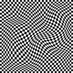 Simple abstract rectangle wavy pattern background. Wavy checkered pattern. Surreal modern geometric shapes. Abstract twisted background. Groovy backgrounds in the trendy style. Vector illustration.