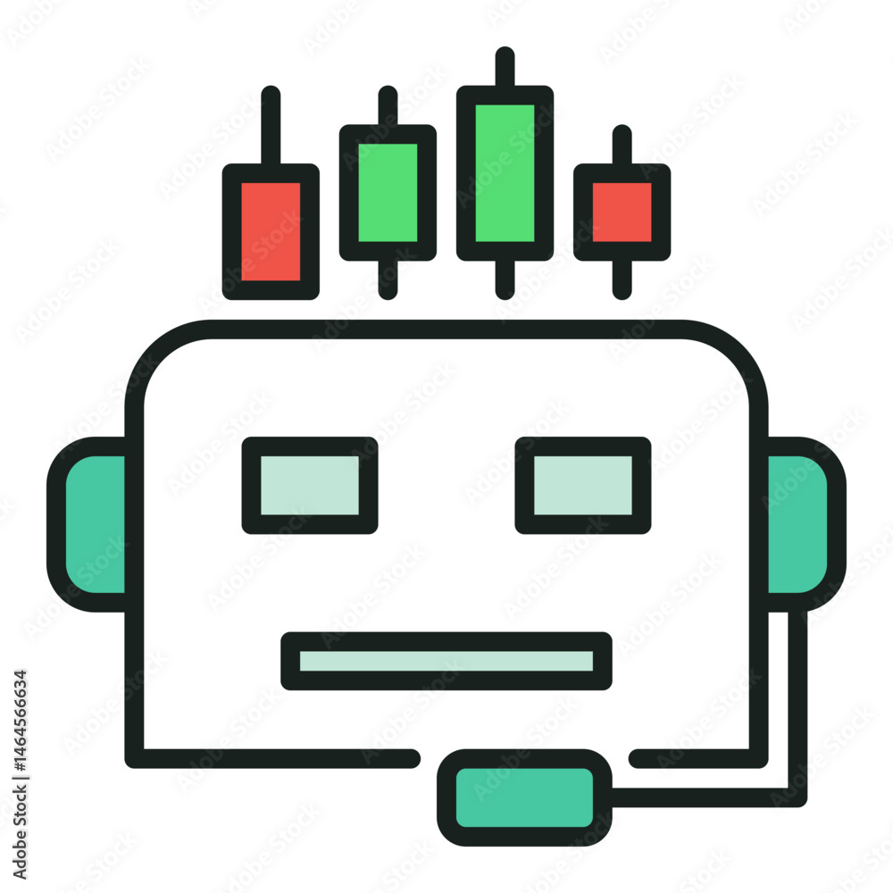 Aufkleber ai trading bot head vector colored icon or design element
