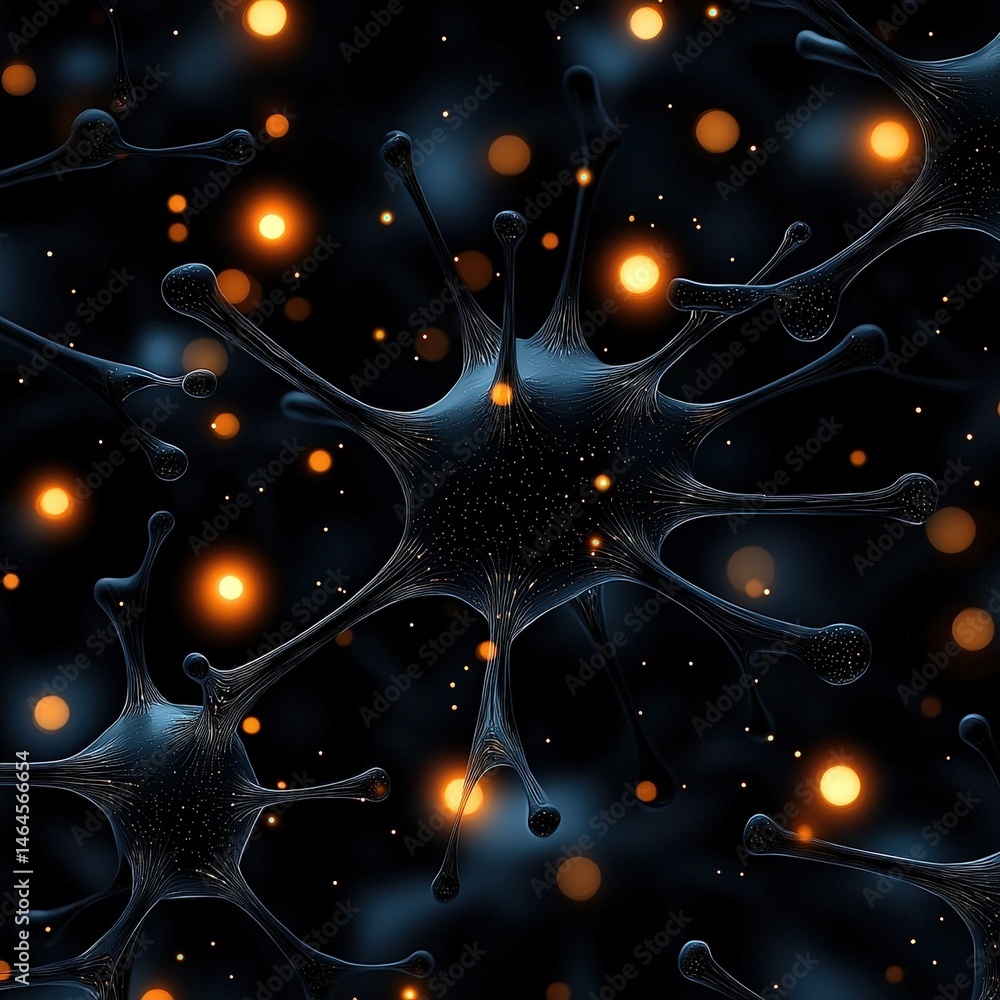 Poster intricate cellular structure of multiple cells forming a complex network under a microscope view