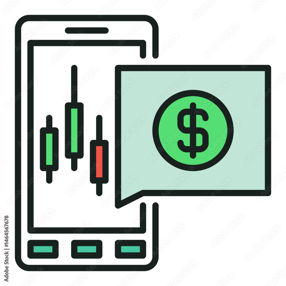 Poster automated cryptocurrency trading on smartphone vector colored icon or logo element