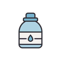 Minimalist Bottle Icon Representing Hydration and Cleanliness, Isolated