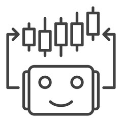 Automated Crypto Trading Bot with Candlestick Chart vector icon or symbol in outline style