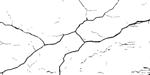 . Cracks isolated on white background.Cracks on the concrete wall. For designers to apply texture cracks to objects.Texture for overlay. Wall Background.
