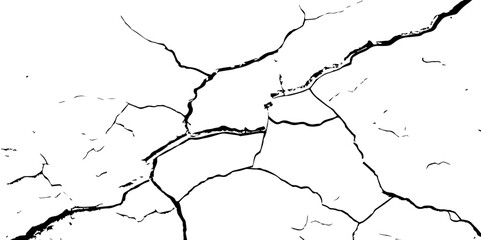 . Cracks isolated on white background.Cracks on the concrete wall. For designers to apply texture cracks to objects.Texture for overlay. Wall Background.
