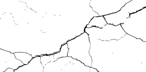 . Cracks isolated on white background.Cracks on the concrete wall. For designers to apply texture cracks to objects.Texture for overlay. Wall Background.
