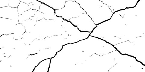 . Cracks isolated on white background.Cracks on the concrete wall. For designers to apply texture cracks to objects.Texture for overlay. Wall Background.

