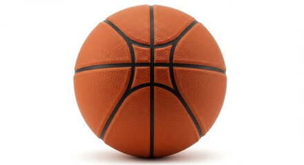 Fototapeta premium A detailed close up photograph of a new orange basketball on white background