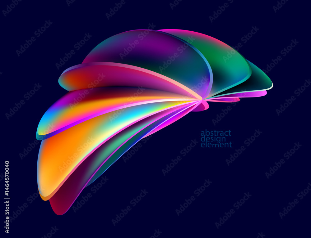Poster abstract vector background of fluid 3d iridescent shape. elegant design element.