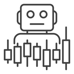 Candlestick Chart and Cryptocurrency Trading Bot vector outline icon or symbol