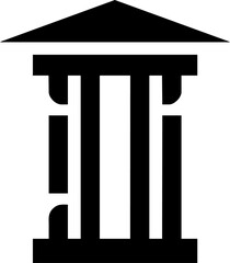 Abstract Temple Icon: Minimalist Black and White Architectural Symbol