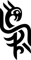 Abstract Animal Emblem: Stylized Black and White Creature Design