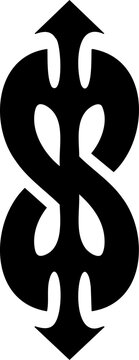  Stylized Dollar Sign with Arrows: Upward and Downward Economic Flow