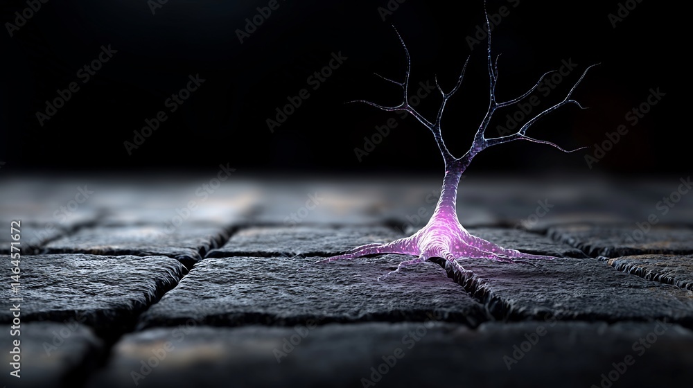 Poster abstract neural tree on cobblestones