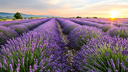 Obraz premium A Beautiful Lavender Field Stretching Endlessly Under 4aa96adc Abc6 4ccc 8424 2c80b84630f6 1