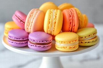 Obraz premium Close-up of colorful macarons in bright light
