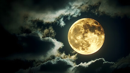 Fototapeta premium A Mysterious Full Moon Hidden Behind Wispy Clouds Crea 594bc8ba 2c6a 4b0d 83bd 723e39281fa5 0
