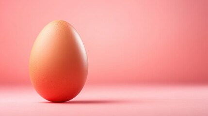 An elegant pink egg stands alone against a soft pink background, symbolizing new beginnings, fertility, and the simplicity of minimalist design.