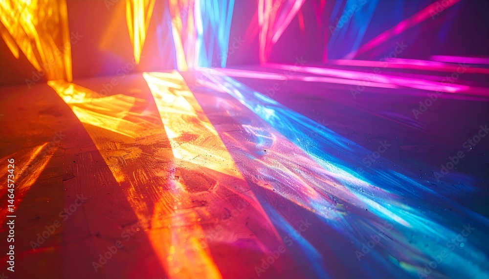 Poster abstract vibrant light beams crisscrossing, creating a colorful and dynamic composition. perfect for