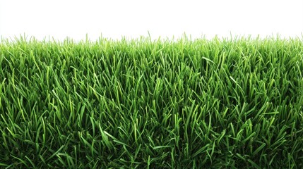 Fototapeta premium Realistic green grass border isolated on white background nature graphic design minimalist close-up view