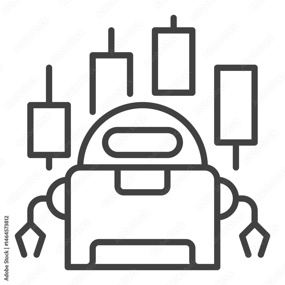 Poster cryptocurrency trading bot vector automation tool icon or sign in thin line style