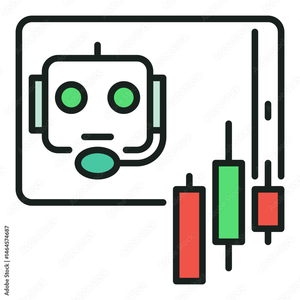 Poster cryptocurrency trading support in speech bubble vector ai bot colored icon or logo element