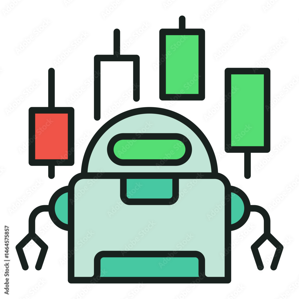 Poster Crypto Trading Bot vector Automation Tools colored icon or symbol