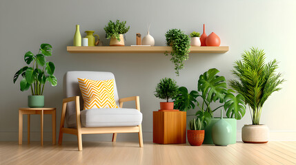 Fototapeta premium A bright and inviting living room showcasing a modern, minimalist aesthetic.