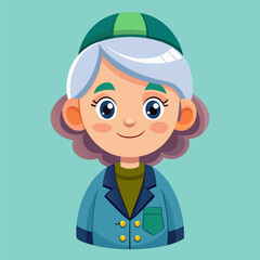 Fototapeta premium Smiling Elderly Woman Cartoon Character Avatar