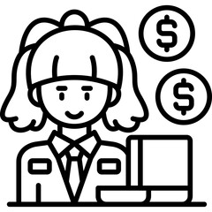 Female Employee Icon Vector Element