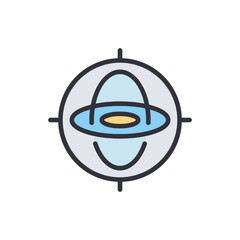 Stylized Circular Target with Orbiting Elements Graphic Representation