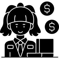 Female Employee Icon Vector Element