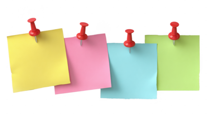Pin post it transparent mockup isolated png with no background.