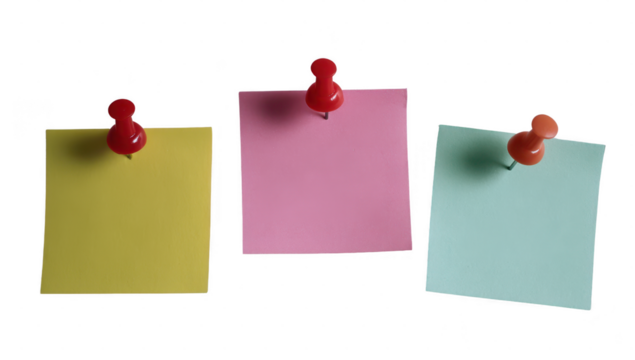 Sticky note isolated 3d mockup without background using for to do list purpose.