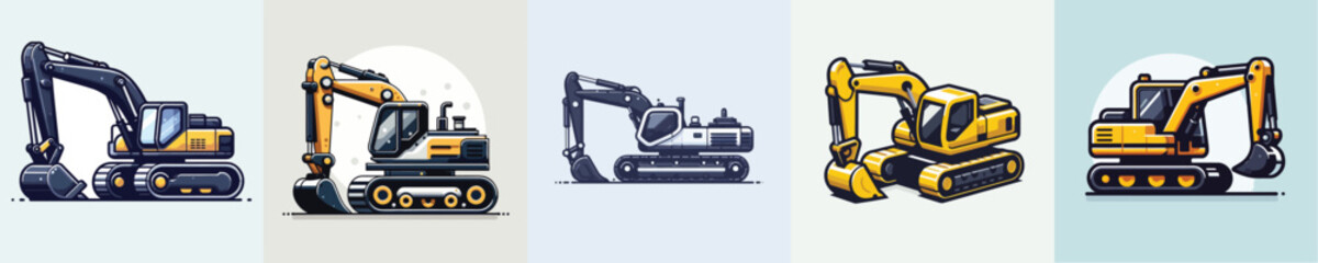 Excavator vector for construction