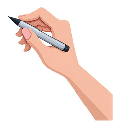 Hand holding pen is ready to write or draw something creative., cut out